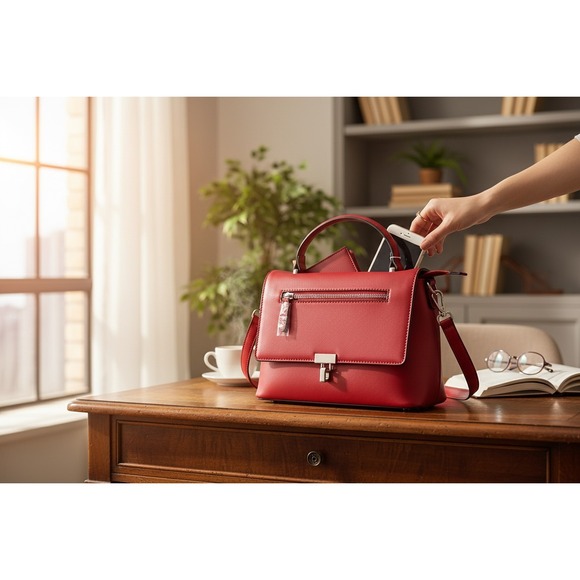 Isabelle Handbags - Isabelle Satchel Women OS‎ Red Brand New Vegan Leather Top Handle Bag IBS0826